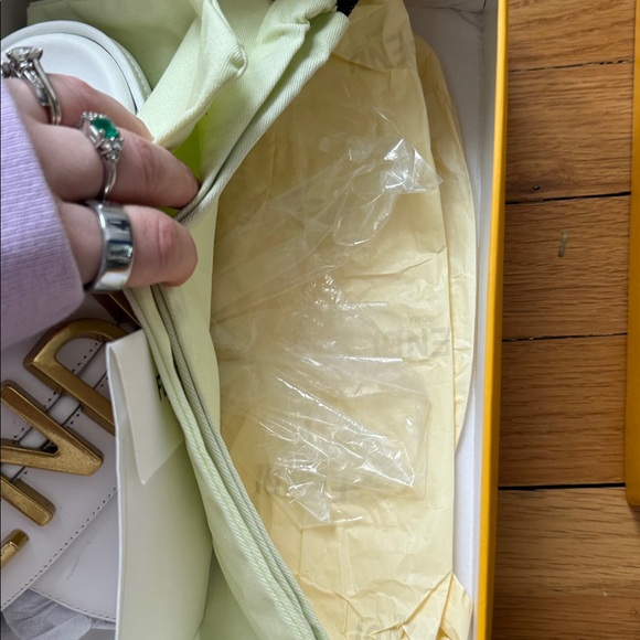 Fashion White Slides with Gold Accents - Picture 7 of 8